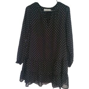 Ann‎ Taylor LOFT Dress Women's M Black White Tiered Babydoll Lined Summer Cruise